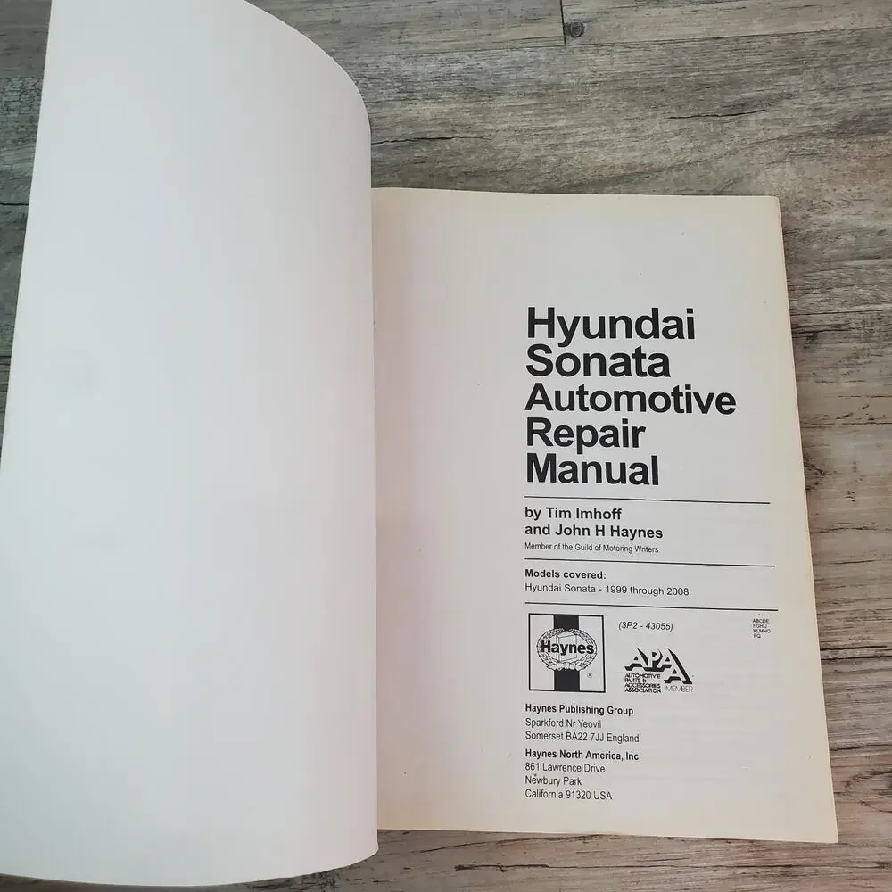 Hyundai Sonata 1999 thru 2008 All Models Haynes Repair Manual 43055